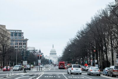 Pennsylvania Avenue looking toward the US Capitol on a winter day