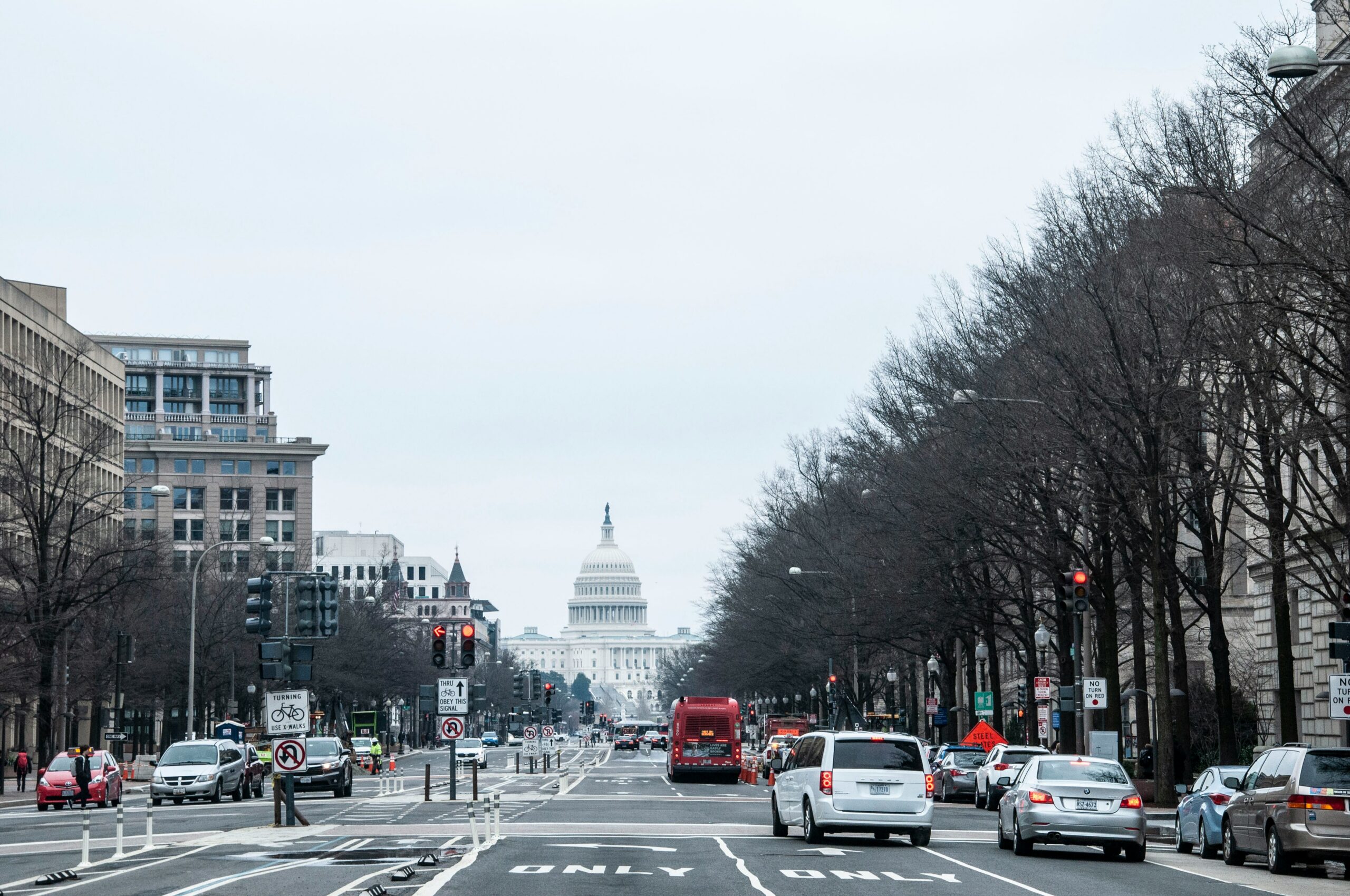Pennsylvania Avenue looking toward the US Capitol on a winter day